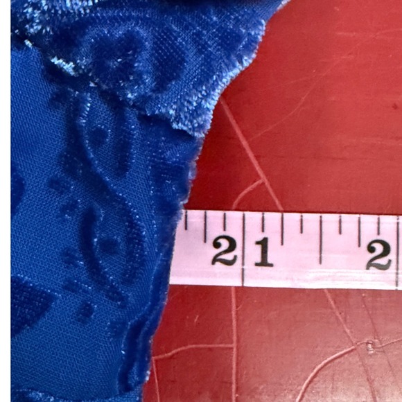 Soft Surroundings Vanetta Velvet Top Blue Devore  Damask Floral Blouse Small - Picture 11 of 13